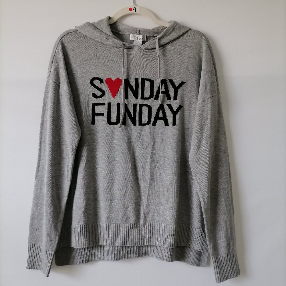 Rachael Zoe Womens Gray Sunday Funday Drop Shoulder Pullover Hoodie Size M